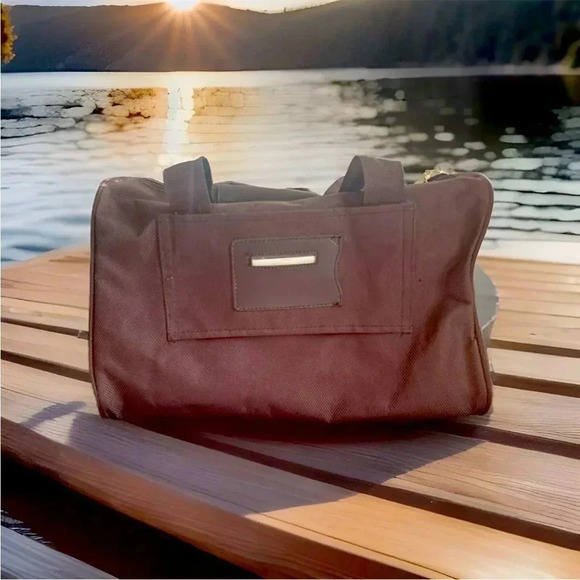Pierre Cardin Overnight Travel Duffel Bag Brown 15x7.5x10" Strap Missing. - Picture 2 of 7